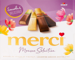 Набор конфет шоколадных ассорти с начинкой из мусса Mousse selection Merci к/у 140г