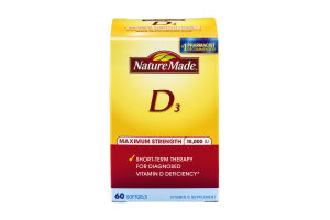 Nature Made D3 Maximum Strength 10,000 IU Softgels - 60 CT