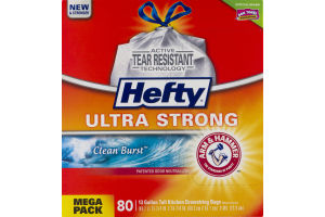 Hefty Ultra Strong 13 Gallon Tall Kitchen Drawstring Bags Clean Burst - 80 CT