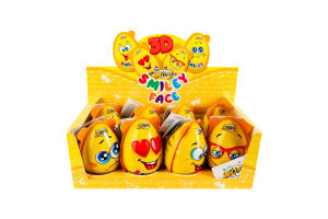 Яйцо пластиковое для девочки и мальчика с конфетами и сюрпризом Smiley face Wooow п/у 35г в ассорт