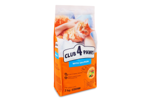 Корм сухий повнораціонний для дорослих котів З лососем Premium Club 4 Paws м/у 2кг