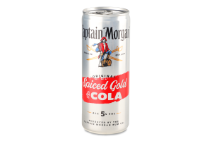 Напиток слабоалкогольный 0.25л 5% газированный с ромом и колой Spiced Gold&Cola Original Captain Morgan ж/б