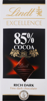 Шоколад 85% чорний гіркий Excellence Lindt к/у 100г