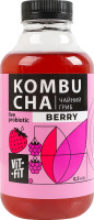 Напиток брожения фильтрованный непастеризованный с сахаром Berry Kombucha Vit-Fit п/бут 0.5л