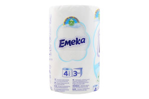 Папір туалетний 3-х шаровий White Emeka 4шт