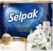 Бумага туалетная 3-х слойная Cotton Enriched Deluxe Selpak 4шт