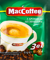 Напій кавовий розчинний з ароматом лісовий горіх 3в1 MacCoffee м/у 18г