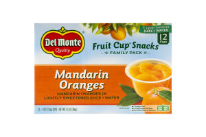 Del Monte Fruit Cup Snacks Family Pack Mandarin Oranges - 12 PK