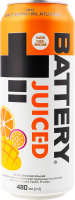 Напій енергетичний безалкогольний соковмісний середньогазований Exotic fruits Juiced Battery з/б 480мл