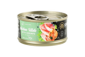 Корм д/дорослих котів Куряче філе з креветками в желе 70г ж/б Savory