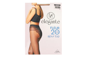 Колготки жіночі Elegante Fleur Ajour top 20den 2 natural