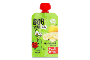 Пюре фруктове для дітей від 5міс гомогенізоване Яблуко-банан Baby Bob Snail д/п 90г