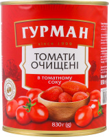 Томати очищені в томатному соку 830г ж/б з ключем Гурман