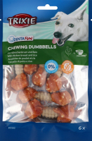 Ласощі д/собак Дента Фан Гантель жувальна з куркою та рисом 100г Тріксі