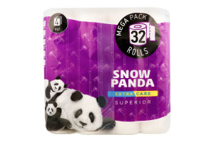 Папір туалетний 4-х шаровий Superior Extra Care Snow Panda 32шт