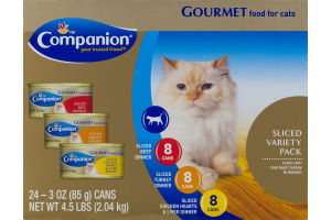 Companion Gourmet Food For Cats Sliced Variety Pack - 24 CT