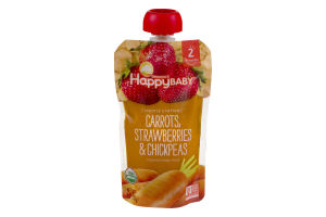 HappyBaby Organic Baby Food Stage 2 Carrots, Strawberries & Chickpeas