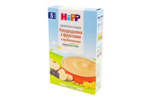 Каша молочна для дітей від 5міс з пребіотиками Кукурудзяна з фруктами Hipp к/у 250г