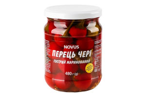 Перец острый маринованный пастеризованный Черри Novus с/б 480г