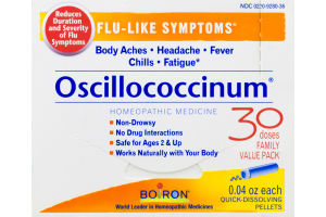 Boiron Oscillococcinum Flu-Like Symptoms Homeopathic Medicine Quick-Dissolving Pellets - 30 CT