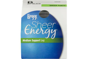 L'eggs Sheer Energy Medium Support Leg Sheer Panty B Jet Black