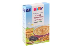 Каша молочная для детей от 6мес с пребиотиками 5 злаков с черносливом Hipp к/у 250г