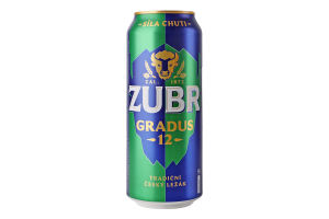 Пиво 0.5л 5.2% світле фільтроване пастеризоване Gradus Zubr з/б