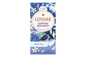 Бленд чаю чорного цейлонського та кенійського байхового дрібного з пелюстками квітів Sapphire bergamot Lovare к/у 24х2г