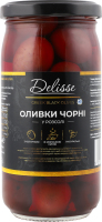 Оливки черные с косточкой в рассоле Delisse с/б 370мл