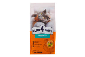 Корм д/дорослих стерилізованих котів Premium з індичкою сухий 2кг Club 4 Paws