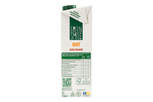 Напиток овсяный ультрапастеризованный обогащенный кальцием Green Smile т/п 1л