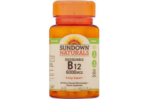 Sundown Naturals B12 6000mcg Dissolvable Microlozenges Cherry Flavored - 60 CT