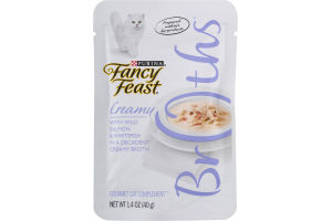 Purina Fancy Feast Broths Creamy With Wild Salmon & Whitefish Gourmet Cat Complement