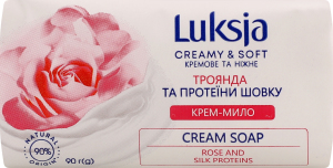 Крем-мило туалетне тверде Троянда та протеїни шовку Luksja 90г