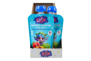 Пюре фруктовое для детей от 5мес гомогенизированное стерилизованное без сахара Яблоко-персик Elfik Magic д/п 100г