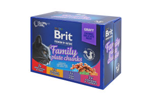 Корм д/котів Сімейна тарілка асорті 4смаки 12*100г пауч Бріт Преміум