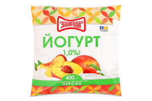 Йогурт 1% з цукром та наповнювачем Персик Злагода м/у 400г