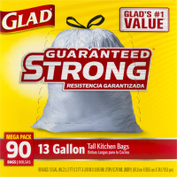 Glad Tall Kitchen Drawstring Trash Bags, 13 Gallon, 90 Count