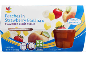 Ahold Peaches in Strawberry Banana Flavored Light Syrup - 4 CT