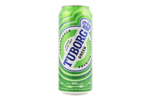 Пиво 500мл 4.6% світле пастеризоване Green Tuborg з/б
