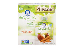 Gerber Organic Baby Food Carrots, Apple & Mangoes - 4 PK
