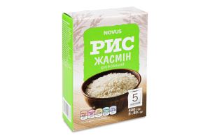 Рис довгозернистий шліфований Жасмин Novus к/у 5х80г