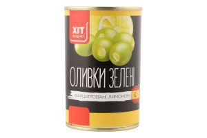 Оливки зеленые фаршированные лимоном Хіт Продукт ж/б 300г