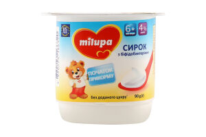 Творожок 4% с бифидобактериями для детей от 6мес Натуральный Milupa ст 90г
