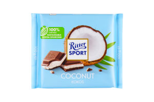 Шоколад молочний з кокосовою начинкою Kokos Ritter Sport м/у 100г