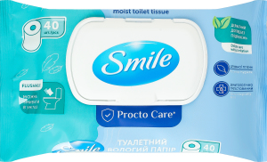Бумага туалетная влажная Procto Carе Smile 40шт