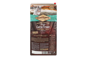 Корм д/стерилізованих котів Фреш з коропом та фореллю сухий 6кг Карнілав