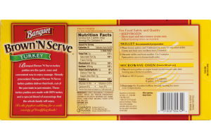 Banquet Brown 'N Serve Turkey Sausage Patties - 8 CT