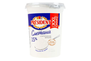 Сметана 15% President ст 500г