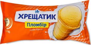 Морозиво 12% пломбір у вафельному стаканчику Крем-брюле Золотий стандарт Хрещатик м/у 90г